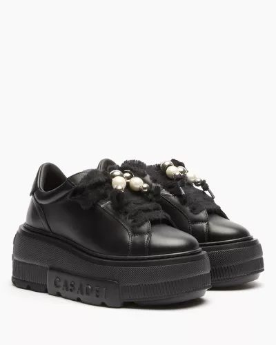 Sneakersy na podeszwie 5 cm czarne